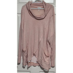 Lone + Lux Women's Light Peach Cowl Neck Layered Soft Long Sleeve‎ Top Size 2X